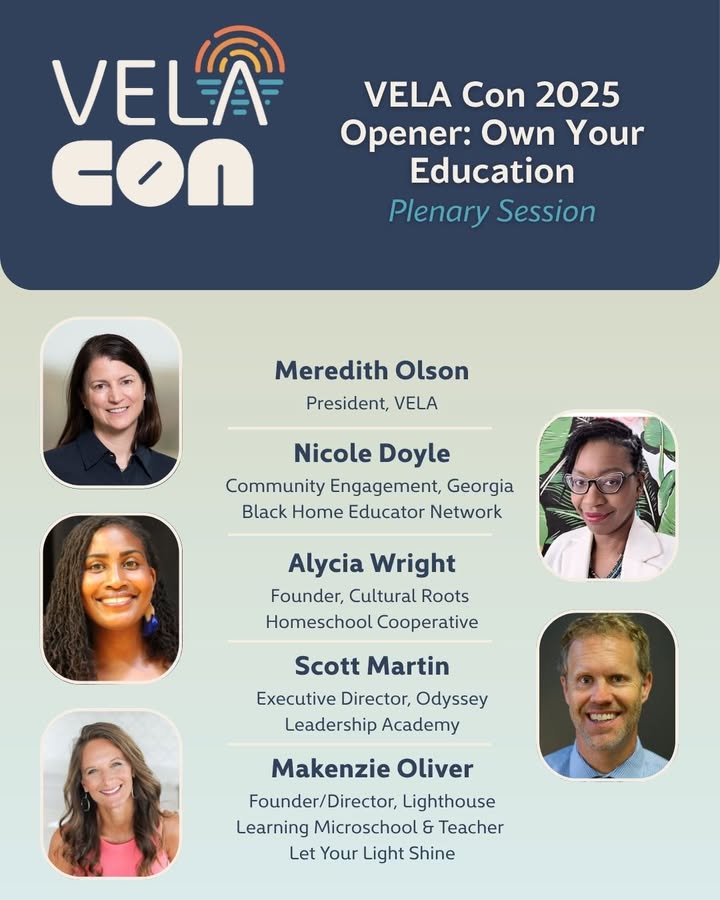 VELAorg's tweet image. ✨ We’re thrilled to start unveiling our 2025 plenary sessions! VELA Con opens with “Own Your Education”, featuring VELA President Meredith Olson and founders Nicole Doyle, Alycia Wright, Scott Martin and Makenize Oliver. Together, they’ll share how they claimed ownership of…