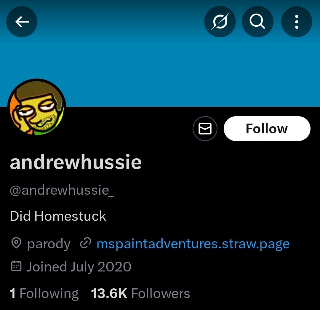 can this guy stop pretending hes andrew hussie 

it's really fucking annoying and plain malicious how he goes around tweeting as if he's genuinely him and gets thousands of likes and follows from people whom are under the guise of him being actually hussie