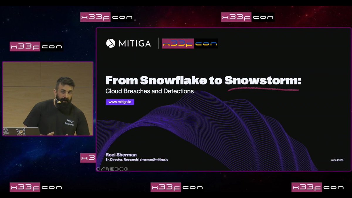 x33fcon's tweet image. #x33fcon 2025 talks: @x_Freed0m - From Snowflake to Snowstorm: Navigating Breaches and Detections > youtu.be/WqIFt2JypeU
