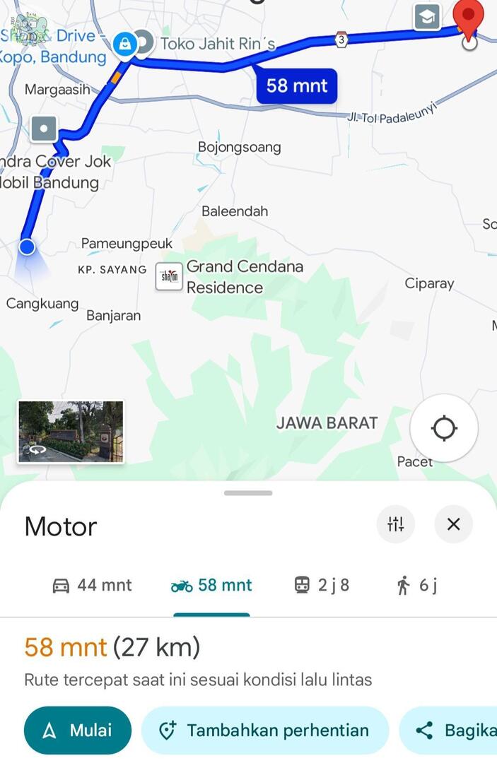 sch! Kalo jarak dari rumah ke kampus segini mending pp pake transport umum 'kan, yakan? Yakinin sender kalo ini pilihan terbaik pls :(