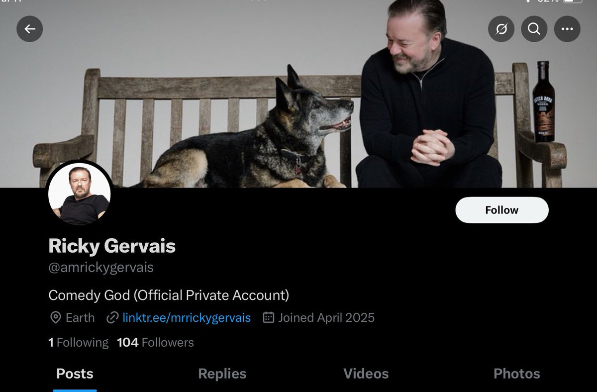 PhiladelphiAnne's tweet image. Wow @rickygervais I’ve been officially liked by your “Official Private Account”