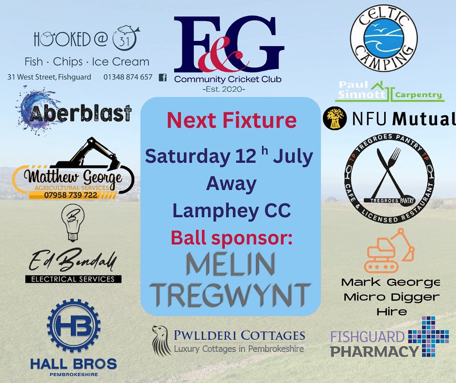 Fishguard & Goodwick CCC (@fandgccc) on Twitter photo Game day โ๏ธ
The boys are looking forward to travelling to <a href="/LampheyCC/">Lamphey CC ๐ฆ๐</a> today.
Huge thanks to Melin Tregwynt for their sponsorship of the match ball. Letโs hope we can pull the wool over Lampheyโs eyes and stitch this game up quickly ๐ช๐ผ
#WaitOn ๐ Game day โ๏ธ
The boys are looking forward to travelling to <a href="/LampheyCC/">Lamphey CC ๐ฆ๐</a> today.
Huge thanks to Melin Tregwynt for their sponsorship of the match ball. Letโs hope we can pull the wool over Lampheyโs eyes and stitch this game up quickly ๐ช๐ผ
#WaitOn ๐