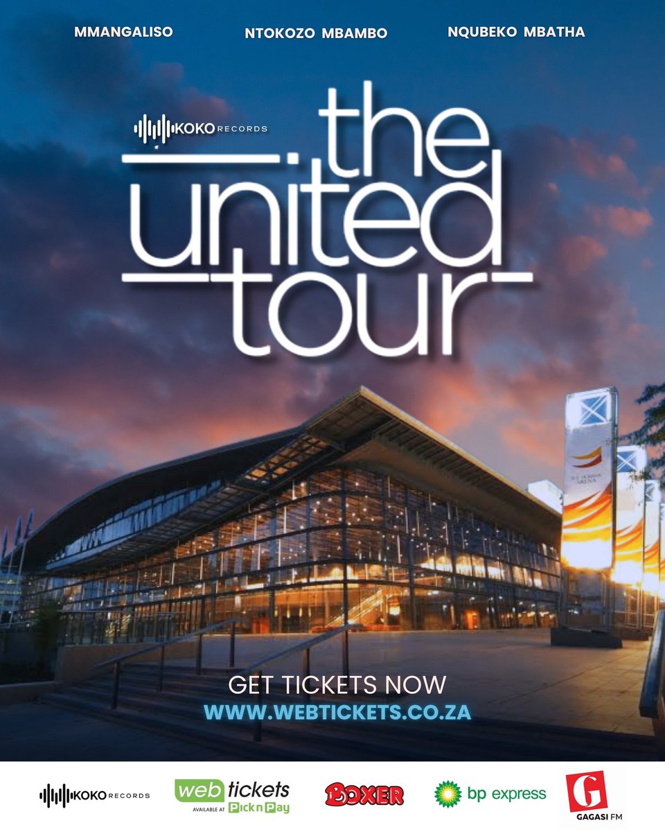 Durban ICC. 20 Sept.
One night. One stage. One powerful encounter.
🎟️ Don’t just hear about it — be there.

Tag who you’re bringing &amp; who you want to see featured! 👇
#UnitedTourDurban #RevivalInMotion