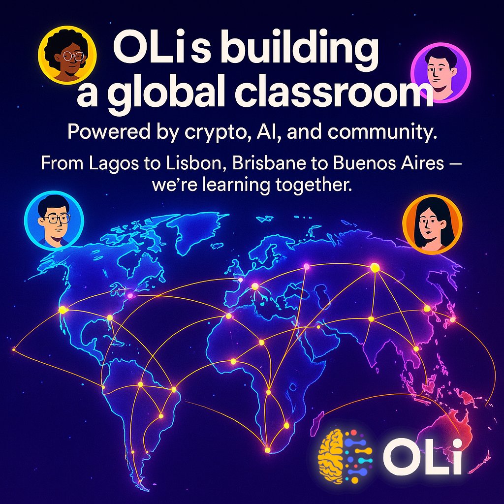 🌍 OLi is building a global classroom — powered by Crypto, AI, and Community.

From 🇳🇬 Lagos to 🇵🇹 Lisbon, 🇦🇺 Brisbane to 🇦🇷 Buenos Aires… Learners everywhere are unlocking XP and earning $OLI while mastering Web3. 📚💡

It’s not just education. It’s evolution. 🚀
#OLi