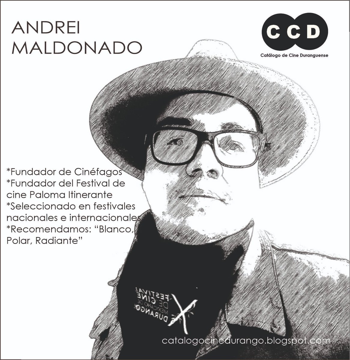 Disponible en el Catálogo de Cine Duranguense el trabajo de Andrei Maldonado:

"Alicia", "Mi General", "Blanco, Polar, Radiante", "Hiroshima", "El curro sin puente", "Cenicienta Rota", "Deriva" y "Alejandra (...todavía Alejandra)" disponibles aquí: catalogocinedurango.blogspot.com
