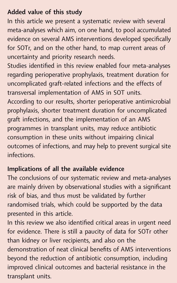 Guía PRIOAM (@guiaprioam) on Twitter photo ¿Es posible hacer #PROA en unidades de trasplante?
En nuestro último artículo os mostramos qué intervenciones funcionan y cuáles serían las áreas prioritarias de investigación en estos pacientes.
🔓 sciencedirect.com/science/articl… #IDXposts <a href="/eClinicalMed/">eClinicalMedicine – The Lancet Discovery Science</a>
¡Dentro hilo! 🧵(1/6)👇🏻 ¿Es posible hacer #PROA en unidades de trasplante?
En nuestro último artículo os mostramos qué intervenciones funcionan y cuáles serían las áreas prioritarias de investigación en estos pacientes.
🔓 sciencedirect.com/science/articl… #IDXposts <a href="/eClinicalMed/">eClinicalMedicine – The Lancet Discovery Science</a>
¡Dentro hilo! 🧵(1/6)👇🏻