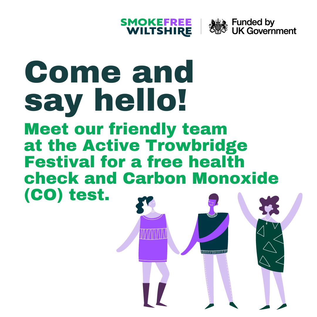 We’re looking forward to attending #ActiveTrowbridge Festival today to talk to visitors about health and wellbeing and encourage people to stop smoking.
Come and meet our friendly team for a free health check and Carbon Monoxide (CO) test. 
12 Jul, 11am and 4pm
Trowbridge Park