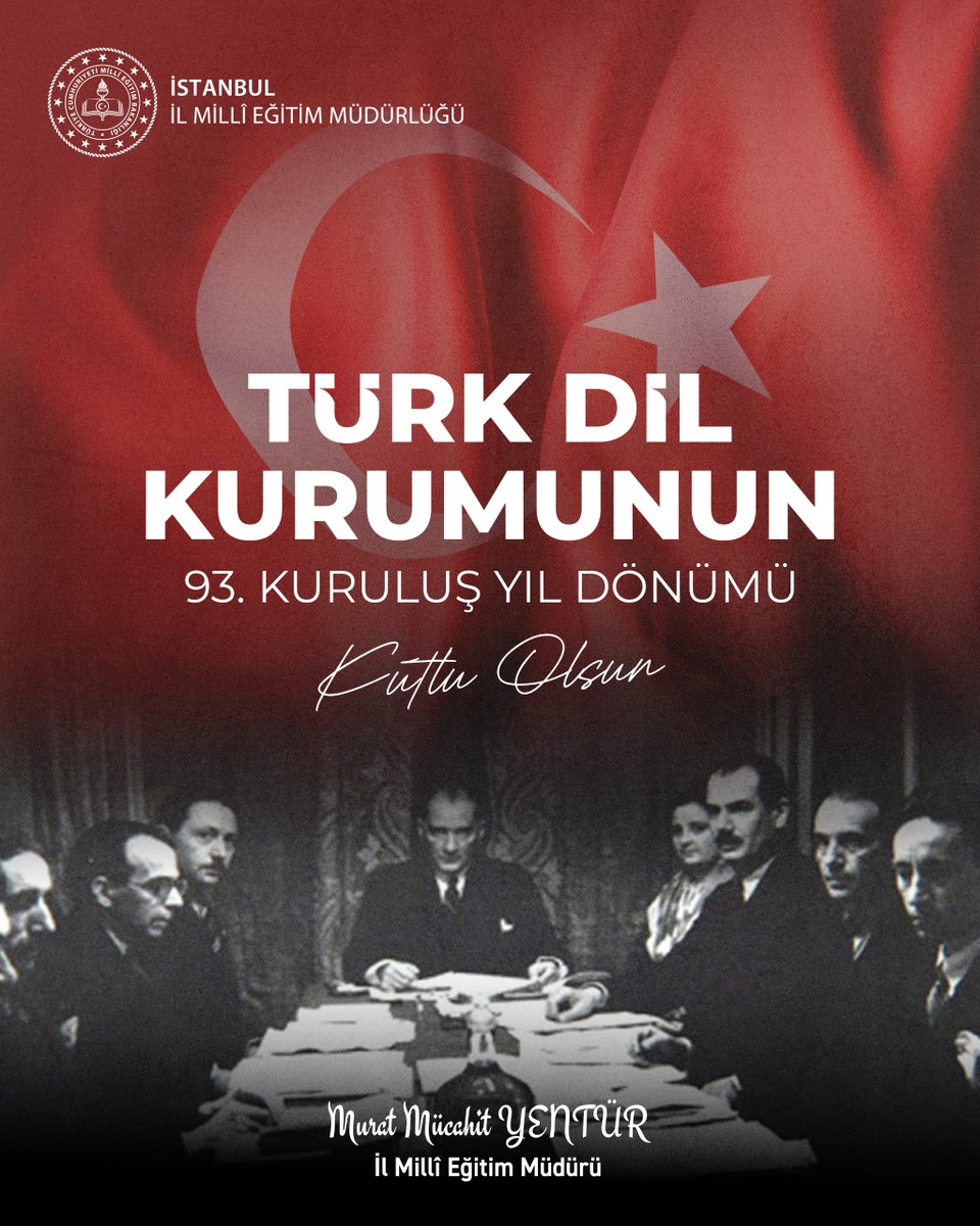 İstanbul İl Millî Eğitim Müdürlüğü (@istanbulilmem) on Twitter photo 🇹🇷 Türkçemiz, köklü medeniyetimizin sesi, ortak hafızamızın en kıymetli hazinesidir.
93 yıldır dilimizi koruyan, zenginleştiren ve yaşatan Türk Dil Kurumunun kuruluş yıl dönümünü kutluyoruz.
<a href="/tcmeb/">Millî Eğitim Bakanlığı</a> <a href="/Yusuf__Tekin/">Yusuf Tekin</a>
<a href="/MucahitYentur/">Murat Mücahit Yentür</a> 🇹🇷 Türkçemiz, köklü medeniyetimizin sesi, ortak hafızamızın en kıymetli hazinesidir.
93 yıldır dilimizi koruyan, zenginleştiren ve yaşatan Türk Dil Kurumunun kuruluş yıl dönümünü kutluyoruz.
<a href="/tcmeb/">Millî Eğitim Bakanlığı</a> <a href="/Yusuf__Tekin/">Yusuf Tekin</a>
<a href="/MucahitYentur/">Murat Mücahit Yentür</a>