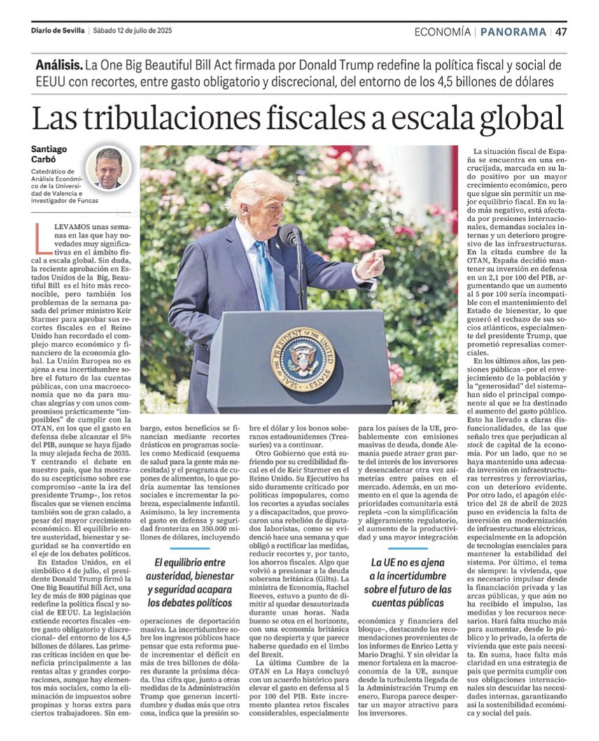 Santiago Carbó (@scarboval) on Twitter photo Hoy publico el artículo “Las tribulaciones fiscales a escala global” en los diarios del grupo Joly <a href="/diariosevilla/">Diario de Sevilla</a> <a href="/granadahoy/">Granada Hoy</a> <a href="/malagahoy_es/">Málaga Hoy</a> <a href="/UV_EG/">Universitat València</a> <a href="/FUNCASES/">Funcas</a> <a href="/Aneco_FdE_UV/">Análisis Económico UV</a>
elconciso.es/opinion/tribul… Hoy publico el artículo “Las tribulaciones fiscales a escala global” en los diarios del grupo Joly <a href="/diariosevilla/">Diario de Sevilla</a> <a href="/granadahoy/">Granada Hoy</a> <a href="/malagahoy_es/">Málaga Hoy</a> <a href="/UV_EG/">Universitat València</a> <a href="/FUNCASES/">Funcas</a> <a href="/Aneco_FdE_UV/">Análisis Económico UV</a>
elconciso.es/opinion/tribul…