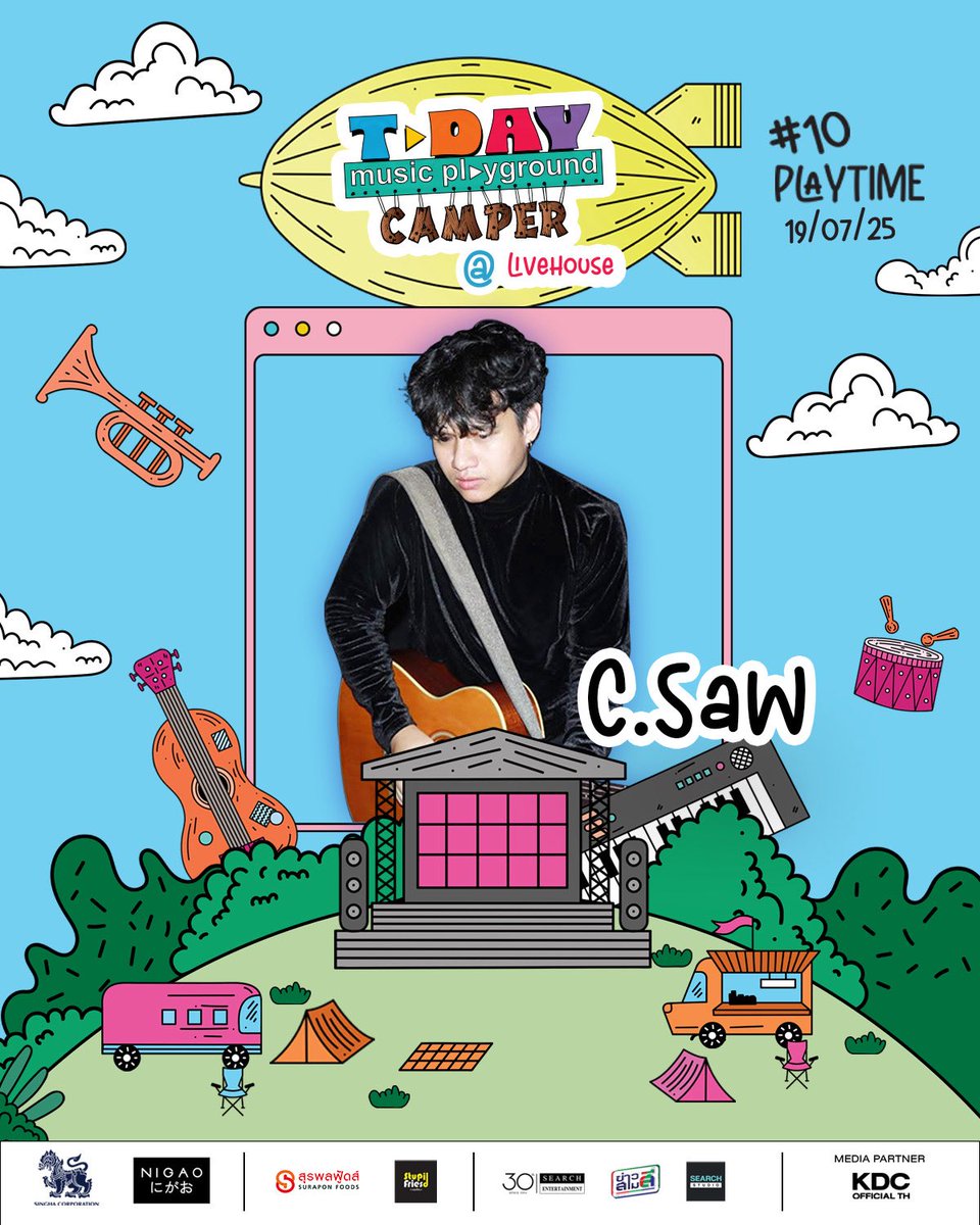TDAY_MPG's tweet photo. 🎠🥁T-DAY Music Playground #10 🎸🏕️
🗓19 JULY 2025
📍LIVE HOUSE SEARCH STUDIO
เตรียมรับชมโชว์สุดพิเศษจาก #CSAW
ที่ “สนามเล่นดนตรี ของคนดนตรี”
T-DAY Music Playground #10
📥กรอกข้อมูลเพื่อลงทะเบียนเข้าร่วมงานฟรี
ผ่านลิงก์ด้านล่างนี้เท่านั้น
https://t.co/htIq8e8f9j
❇️เมื่อลงทะเบียนเสร็จแล้ว ท่านสามารถตรวจสอบ QR Code ได้ที่ตั๋วของฉัน เพื่อใช้ QR Code ในการเข้างาน
✳️เข้าชมฟรีแบบติดขอบเวที ที่ LIVE HOUSE SEARCH STUDIO รามคำแหง 81 หรือรับชม LIVE STREAMING ผ่านทาง FB : SEARCH STUDIO
✳️เปิดลงทะเบียนรับริสแบนด์เข้างาน เวลา 12.30 - 17.00 น.
✳️เริ่มการแสดง เวลา 14.00 น. เป็นต้นไป
#TDAYMusicPlayground #TDAY_MPG #SEARCHSTUDIO #TPOP