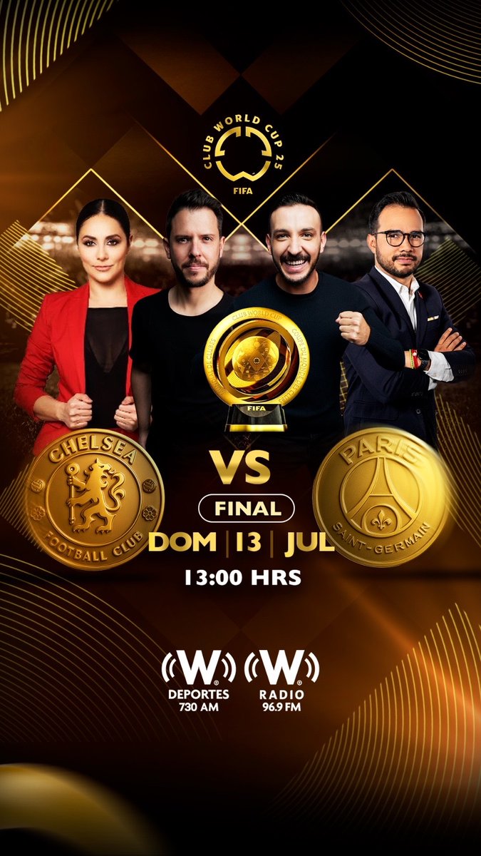 LA GRAN FINAL EN VIVO Y EN EXCLUSIVA 🚨🚨🚨

Este domingo Chelsea y PSG pelearán el título del Mundial de Clubes. Disfruta de este gran duelo a través de cadena W.

📻96.9 FM |  730 AM
🖥️wdeportes.com
📲GRATIS en la App de W Radio y W Deportes

🔴También tendremos