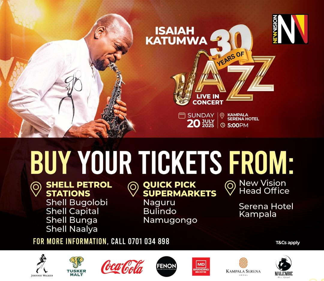 Jazz lovers, mark your calendars! 🎷 Isaiah Katumma is live in Kampala on July 20th. Don’t miss out, grab your tickets now. 

📍 Kampala Serena Hotel

🎟 Tickets: Early Bird: UGX 200K

Ordinary: UGX 250K

VIP (Table of 8): UGX 5M

<a href="/johnniewalker_/">Johnnie Walker</a>  <a href="/tuskermaltug/">Tusker Malt Lager Ug</a> <a href="/CocaColaBevUg/">Coca-Cola Beverages Uganda</a>