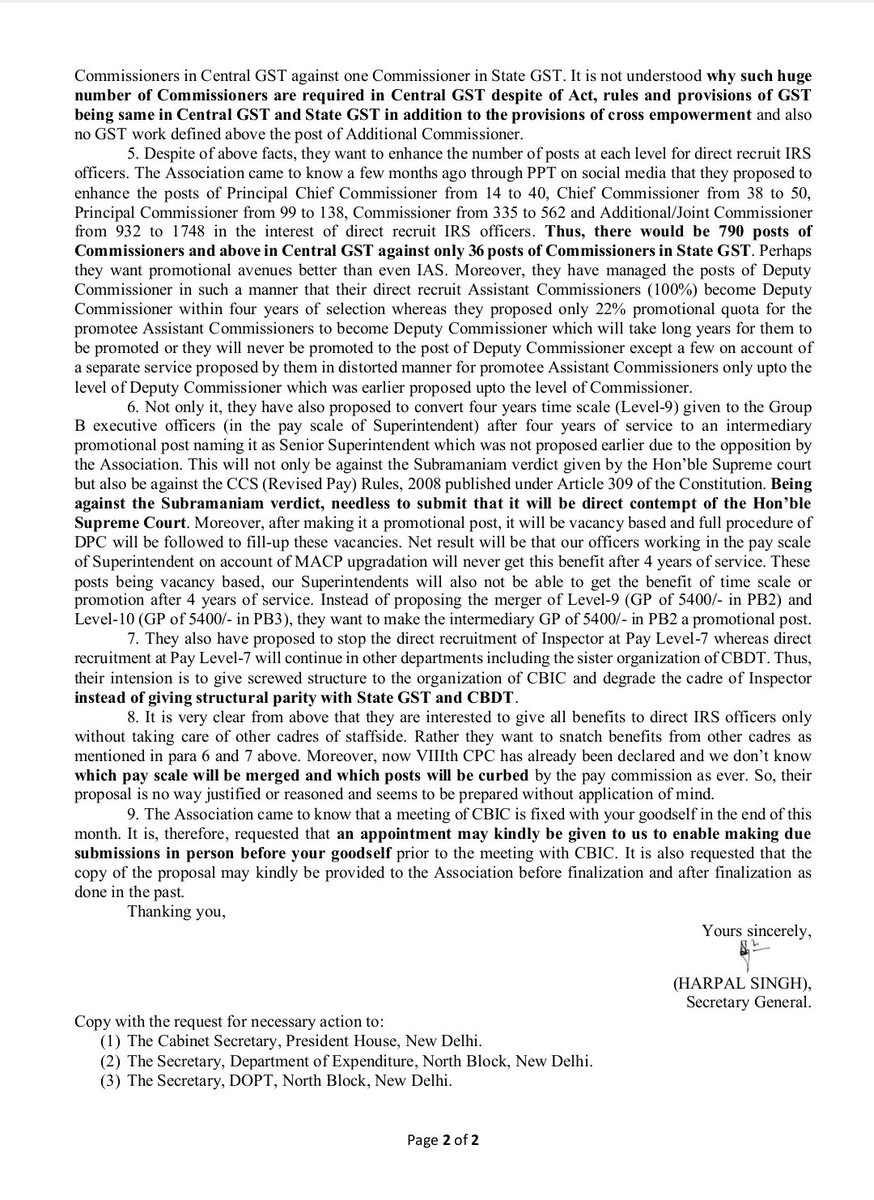 aiactgeo's tweet photo. @FinMinIndia @cbic_india Letter for cadre restructuring in CBIC!!!! https://t.co/c20dUjRyNs