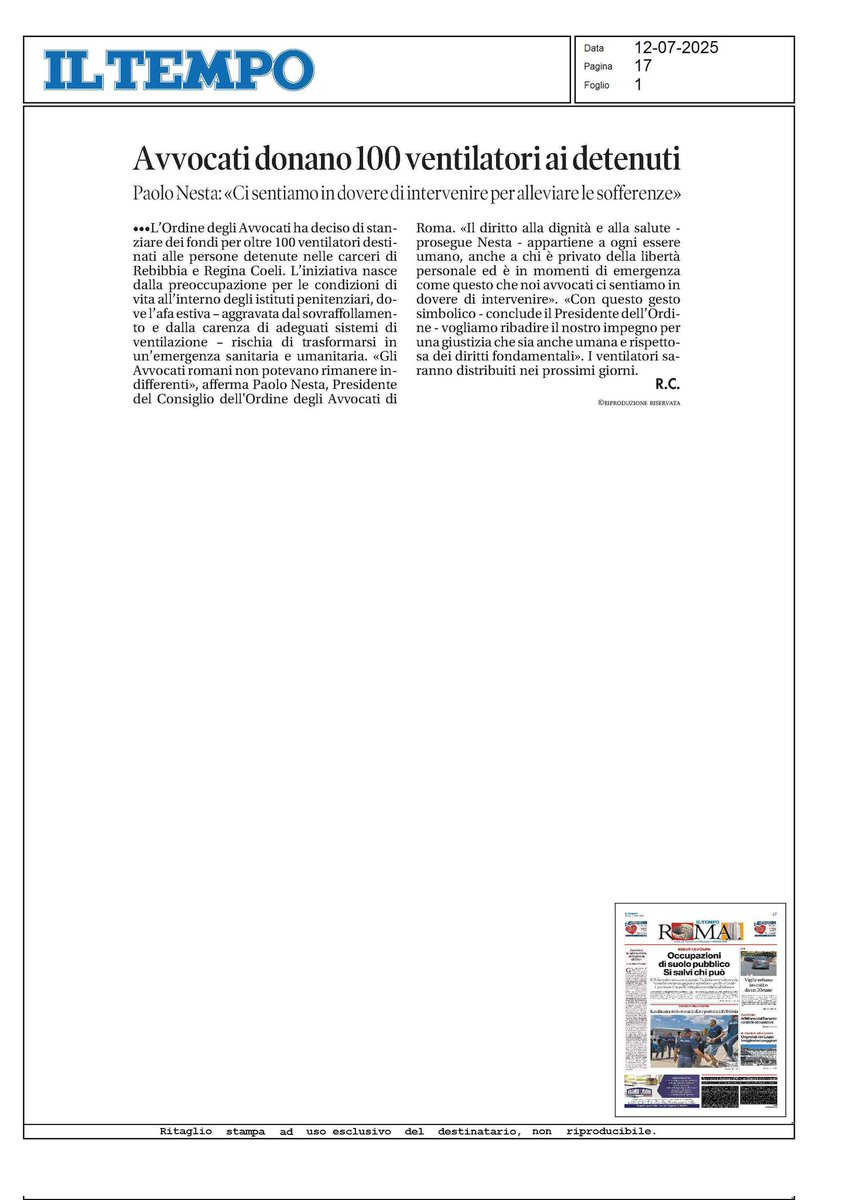 📰 Il Corriere della Sera e Il Tempo sulla nostra iniziativa 👇🏻

🔗Leggi anche su #Rai (rainews.it/tgr/lazio/arti…) e #Agi (agi.it/cronaca/news/2…)