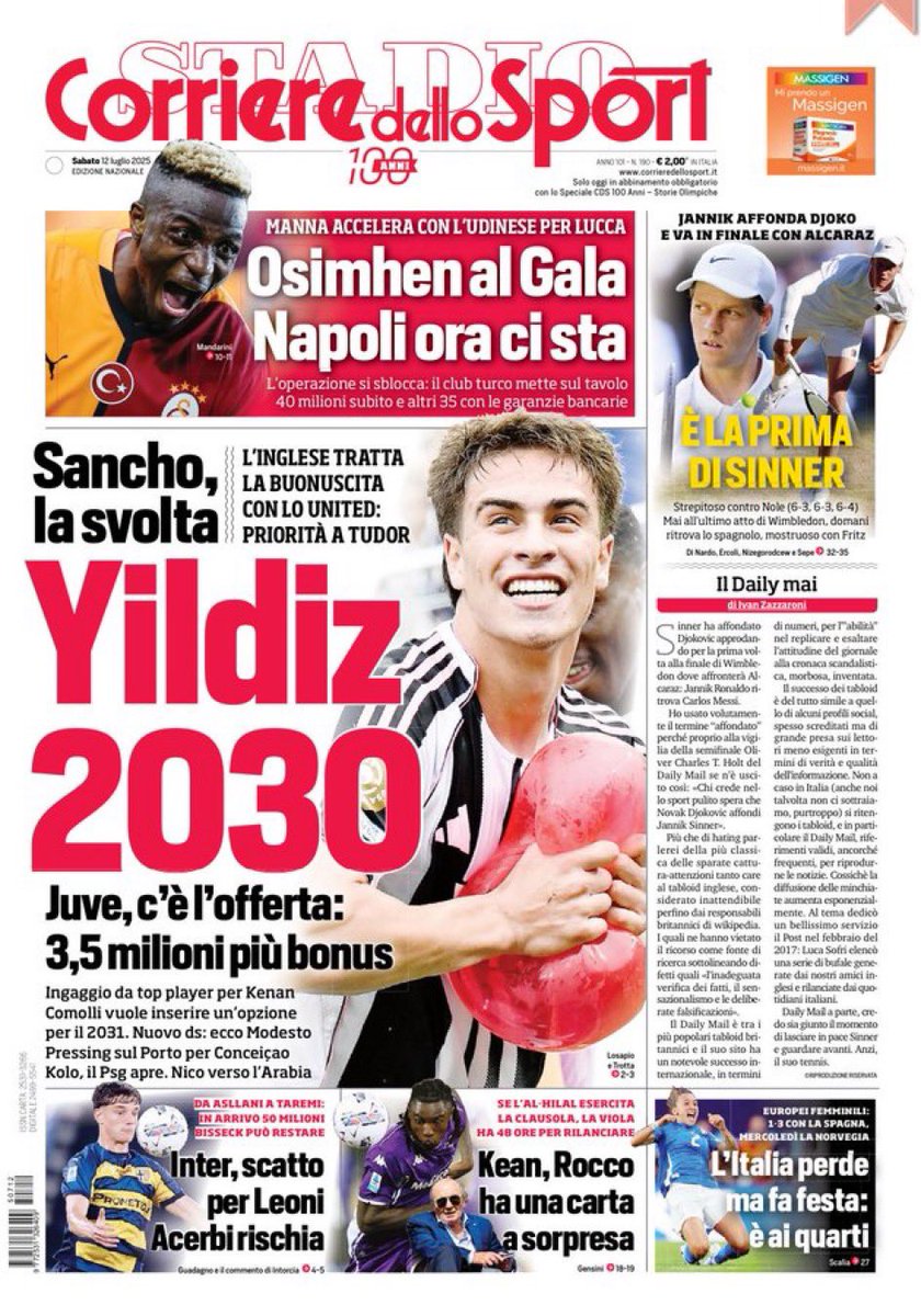 PrimePagine #12luglio Sabato italiano