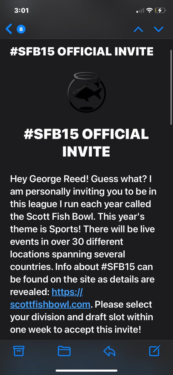 What’s better than getting invited to the #SFB15 ? Getting invited to the #SFB15 twice!!!! 

I was suppose to draft today at the Orlando Live SFB event but had to cancel. I got the flu on Wednesday and am not well enough to attend the draft.  I didn’t want to take any chances on