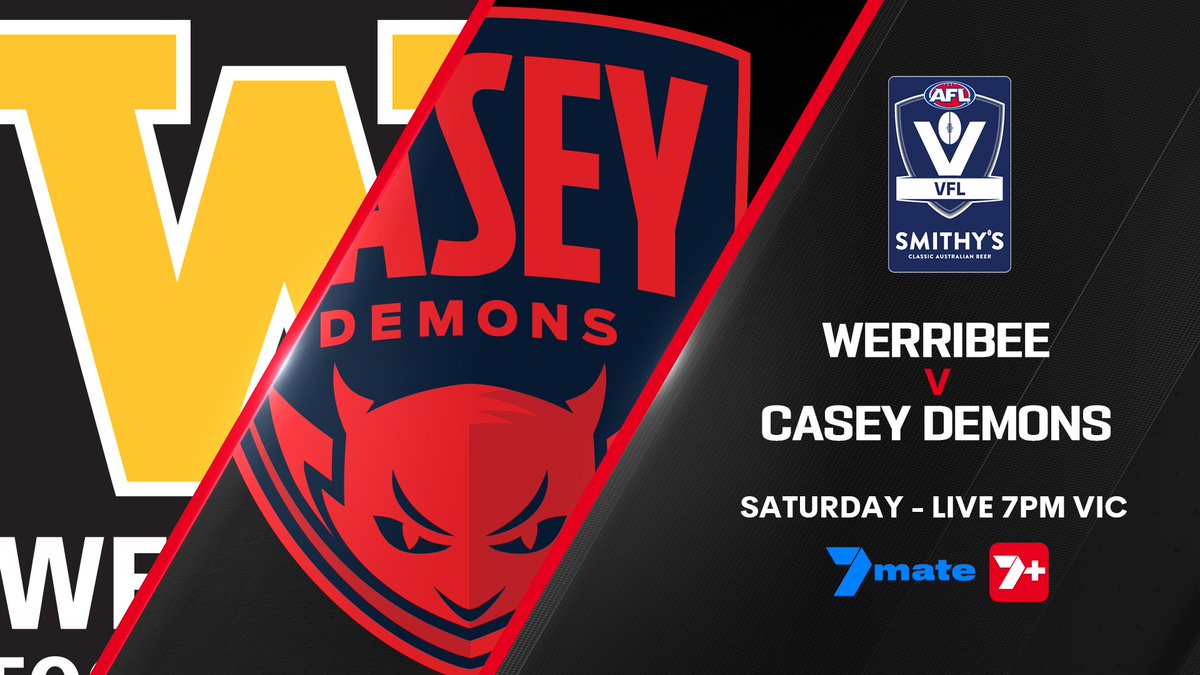 VFL / VFLW (@vfl) on Twitter photo Two of the past three premiership winners fighting to keep their campaign alive 🥊
Watch tonight's Smithy's VFL <a href="/7AFL/">7AFL</a> clash between <a href="/WerribeeFC/">Werribee FC</a> and <a href="/CaseyDemonsFC/">Casey Demons</a> at Mission Whitten Oval live and free on 7mate and 7plus from 7:00pm.
➡️ 7plus.com.au/afl Two of the past three premiership winners fighting to keep their campaign alive 🥊
Watch tonight's Smithy's VFL <a href="/7AFL/">7AFL</a> clash between <a href="/WerribeeFC/">Werribee FC</a> and <a href="/CaseyDemonsFC/">Casey Demons</a> at Mission Whitten Oval live and free on 7mate and 7plus from 7:00pm.
➡️ 7plus.com.au/afl