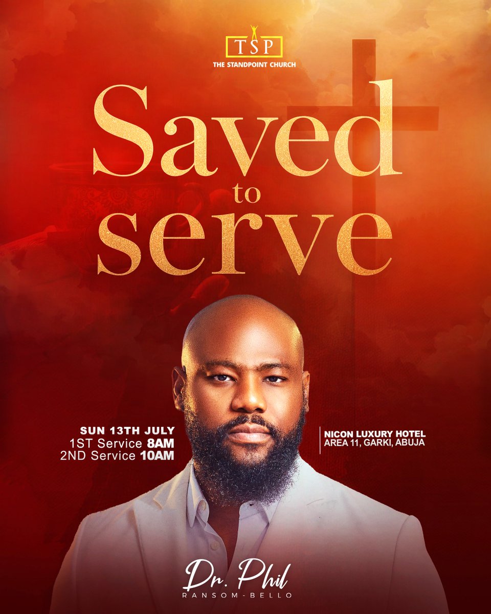 StandPointAbj's tweet image. We have been Saved to Serve.
Join us for a Special Worship and Word experience this Sunday with @DrPhilBello and @TSPAudacity!
It will be a Blessing!
See you in Church! 鉂わ笍
---
Nicon Luxury Hotel, Garki, Abuja // 8AM and 10AM
#CHRiSTamplified