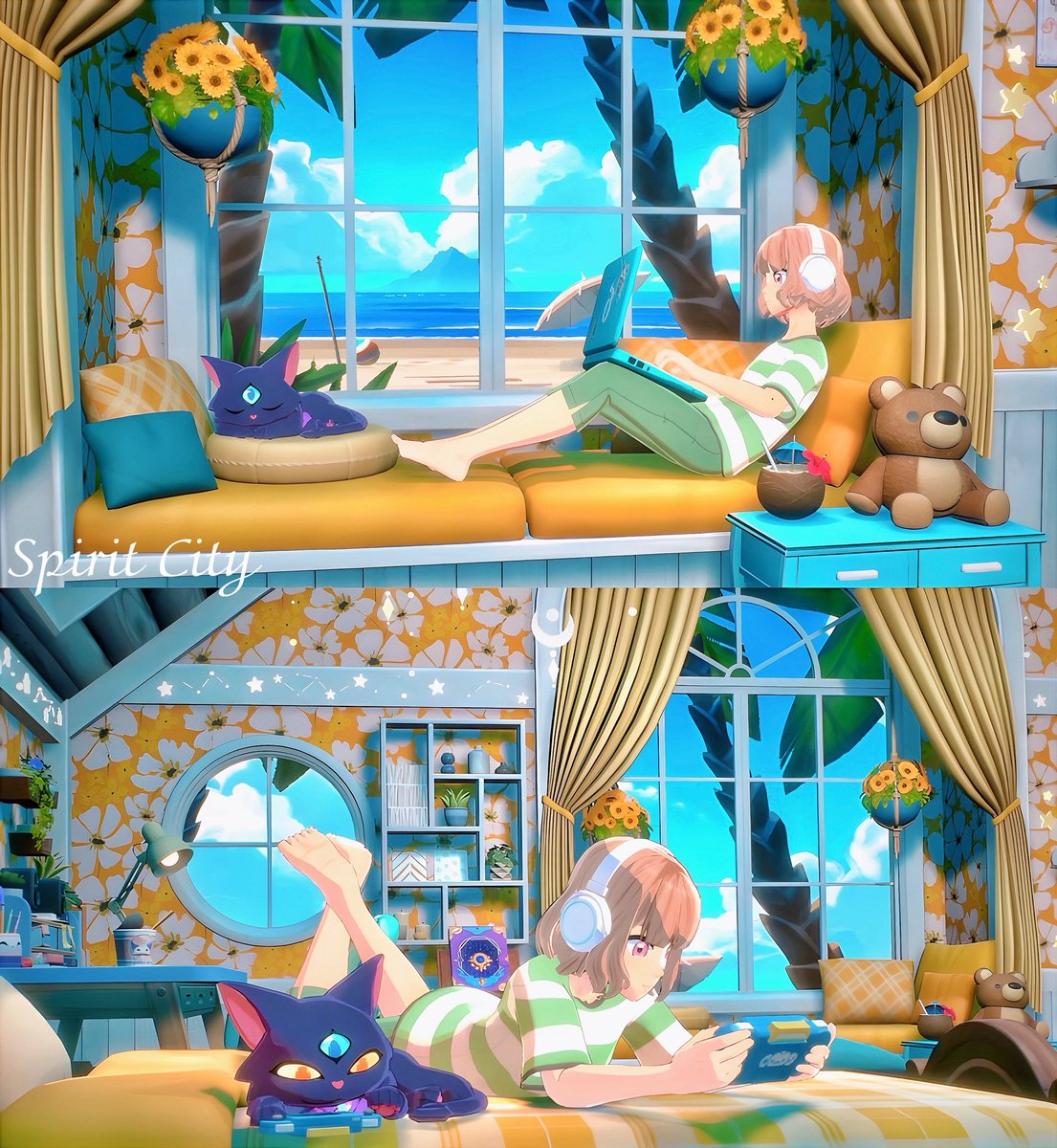 chitosecozy's tweet image. 窓辺から海が見えるの良いなぁ〜
ひまわりも可愛い🌻
レイアウトセンスが無いから家具の場所固定されてるの楽で助かる
Steamセールで買ってよかった
#SpiritCity