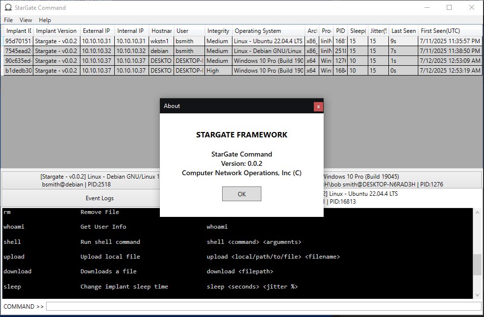 computernetops's tweet image. StarGate-Framework Version 0.0.2 is now available.  #infosec #Pentesting #C2