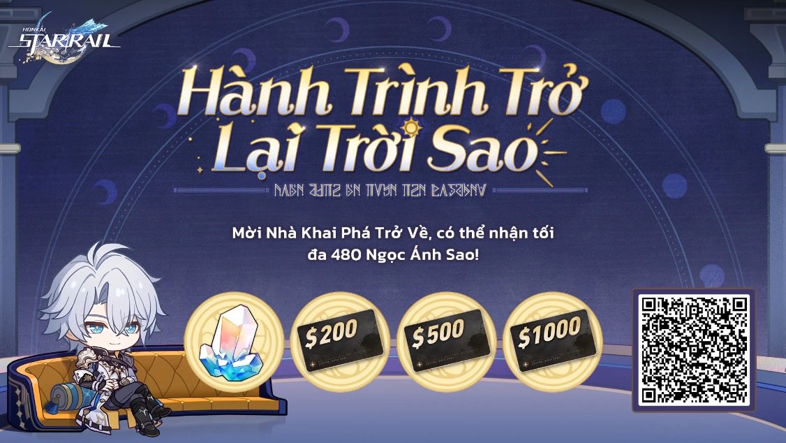 Mời Nhà Khai Phá Trở Về liên kết mã mời và đăng nhập game, nhận phần thưởng bất ngờ như Ngọc Ánh Sao, Thẻ Quà Tặng v.v.