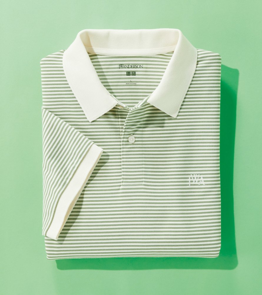 イチオシ❣️UNIQLO ホワイト/グリーンストライプ ポロシャツ　メンズ　 L ユニクロ on X