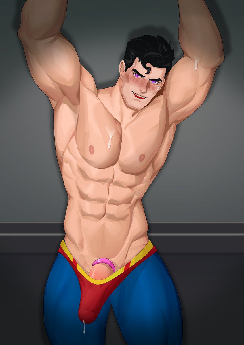 Well, I guess he need some help 🥱🥱#bara #yaoi #superman #nsfwtwt