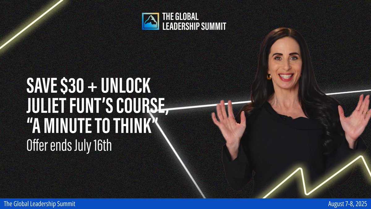 Global Leadership Network (@glnsummit) on Twitter photo Last call to save $30 + unlock the first four lessons of “A Minute to Think” — <a href="/thejulietfunt/">Juliet Funt</a>'s transformative digital course. You’ll learn to identify time-wasting behaviors, introduce critical-thinking pauses and prioritize meaningful work. This practical course has been used Last call to save $30 + unlock the first four lessons of “A Minute to Think” — <a href="/thejulietfunt/">Juliet Funt</a>'s transformative digital course. You’ll learn to identify time-wasting behaviors, introduce critical-thinking pauses and prioritize meaningful work. This practical course has been used
