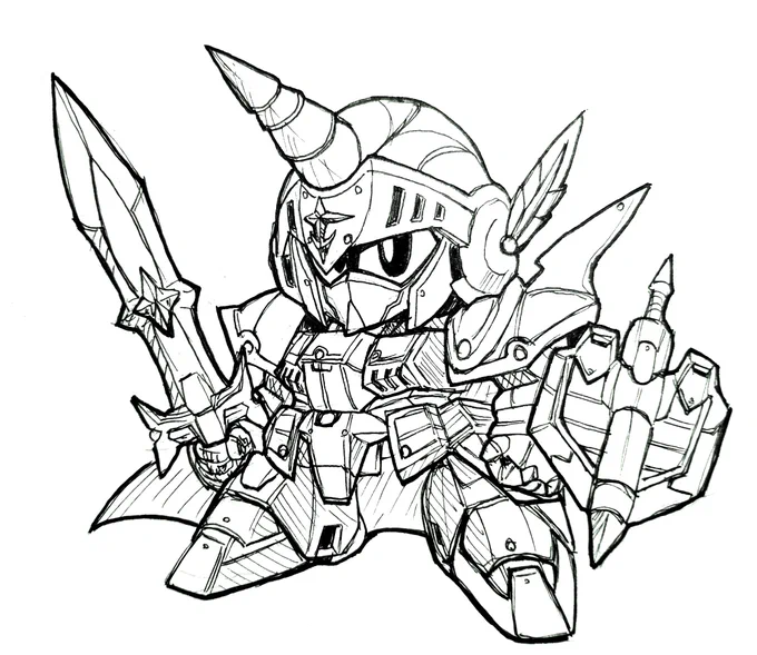 #sirenの落書き帳 2年くらいぶりの #俺ジェンド 第4弾は剣士ゼータガンダム! アナログ線画のままだったのでちょい直し