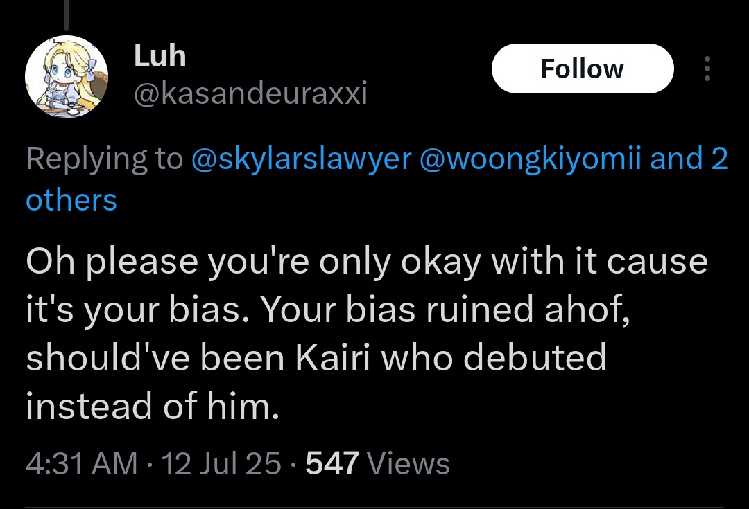 tgreat_protect's tweet photo. ‼️MASS REPORT‼️

this account has been instigating hate on a/h/o/f's fandom and dragging Kairi's name to hate on a certain member. Please help us report this user @/kasandeuraxxi 

Hate--> Incitement--> Submit.
Thank you so much 💙💚 https://t.co/9ApMx1bmJz