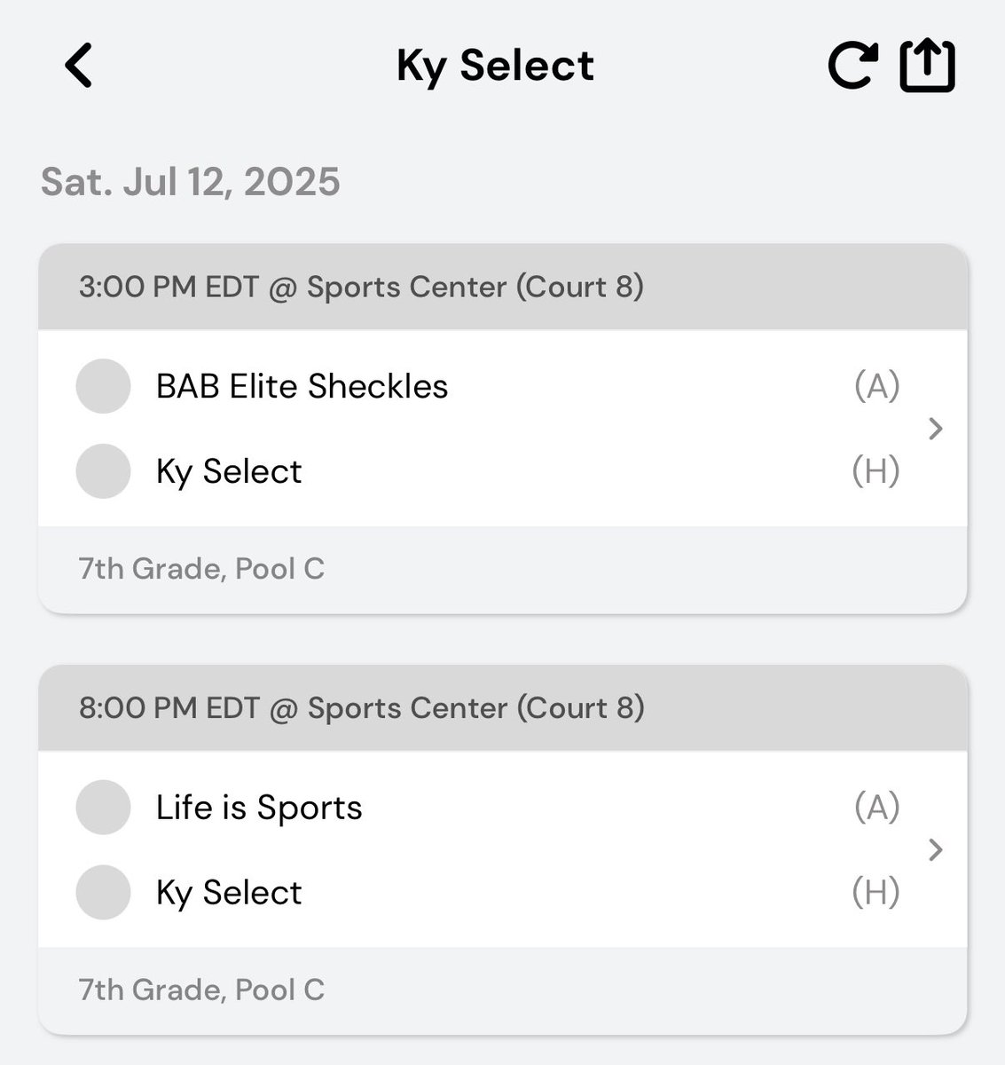 6th &amp; 7th Grade Kentucky Select boys Schedule for the <a href="/kbchoops/">Kentucky Basketball Commission</a> Bluegrass Sprint in Lexington, KY!