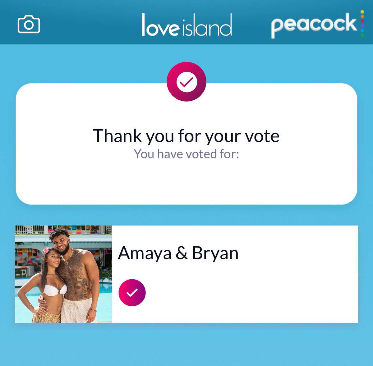 PopFactions's tweet image. Don’t forget to vote for #LoveIslandUSA season 7 couple Amaya and Bryan.🫶🏾