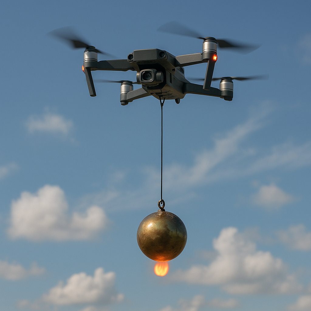 According to critics, these are simply gas tanks lifted by drones on ropes. "A lie repeated a thousand times becomes the truth".