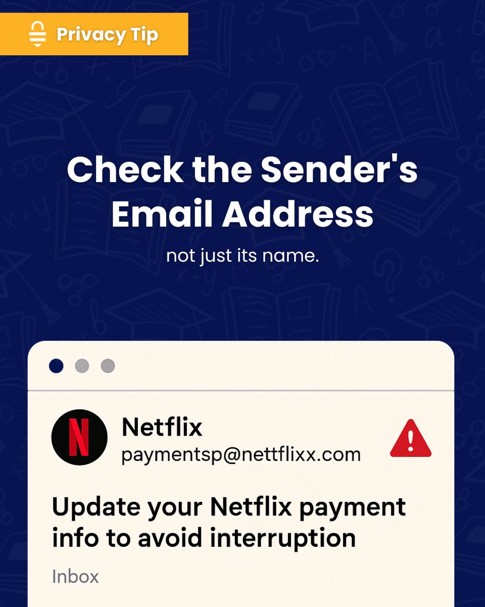 privacy_bee's tweet image. Scammers often spoof brand names with slight misspellings to trick you into clicking malicious links. Always double-check the sender's email address especially if it asks you to log in, pay, or update info.

#EmailScam #Phishing #PrivacyTips #PrivacyBee #PersonalData