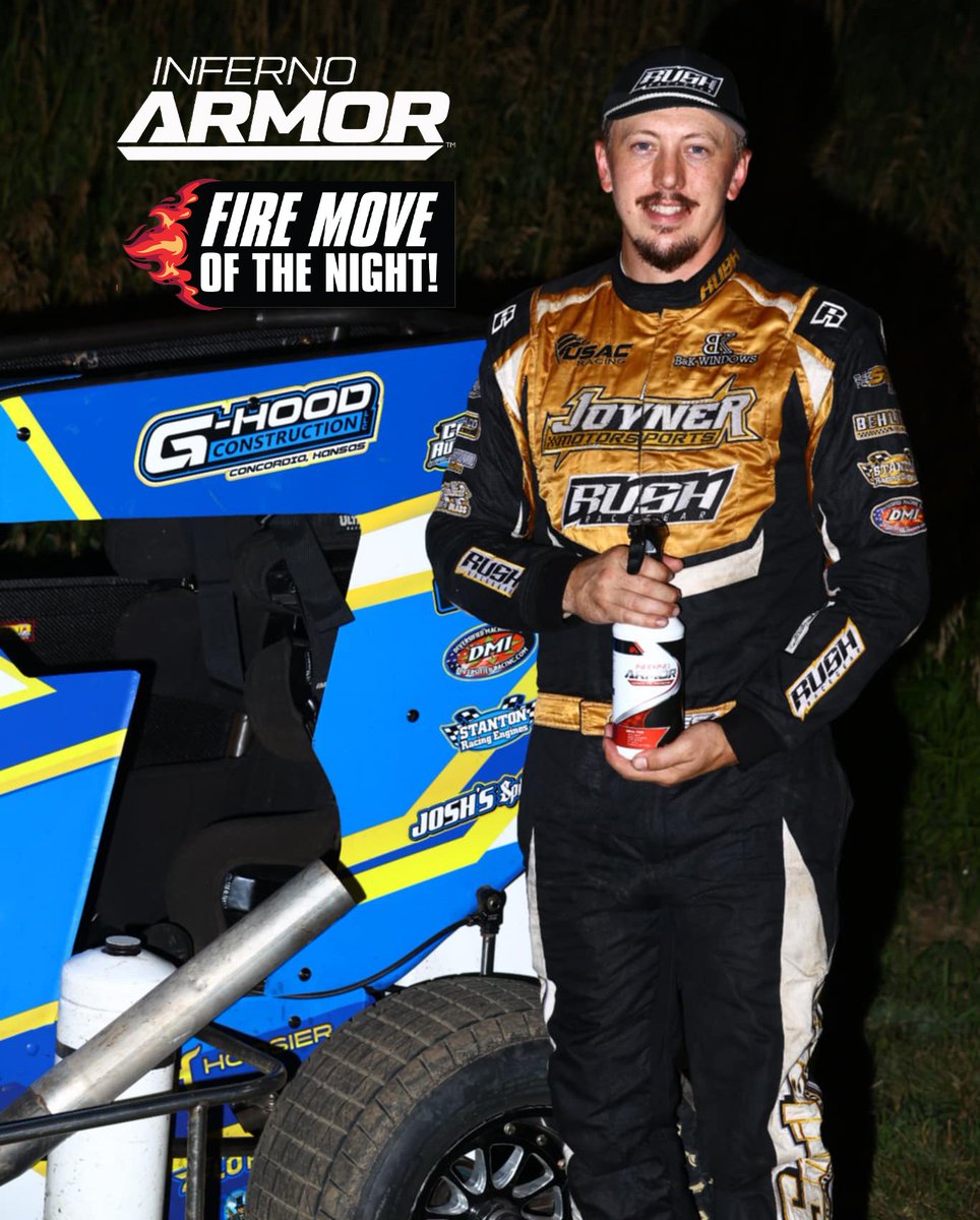 .<a href="/InfernoArmorUSA/">Inferno Armor</a> Fire Move of the Night! 🔥

Needless to say, this has been a trying week for <a href="/Kyle_Jones04/">Kyle Jones</a> &amp; <a href="/J_Motorsports27/">Corey_Joyner27</a>.

Lost an engine Tuesday &amp; flipped Wednesday.

Tonight, Jones ties his best USAC <a href="/NosEnergyDrink/">NOS Energy Drink</a> National Midget finish of 5th at <a href="/JeffCoSpeedway/">Jefferson Co Speedway-USAC Midgets July 10-12 2025</a>.