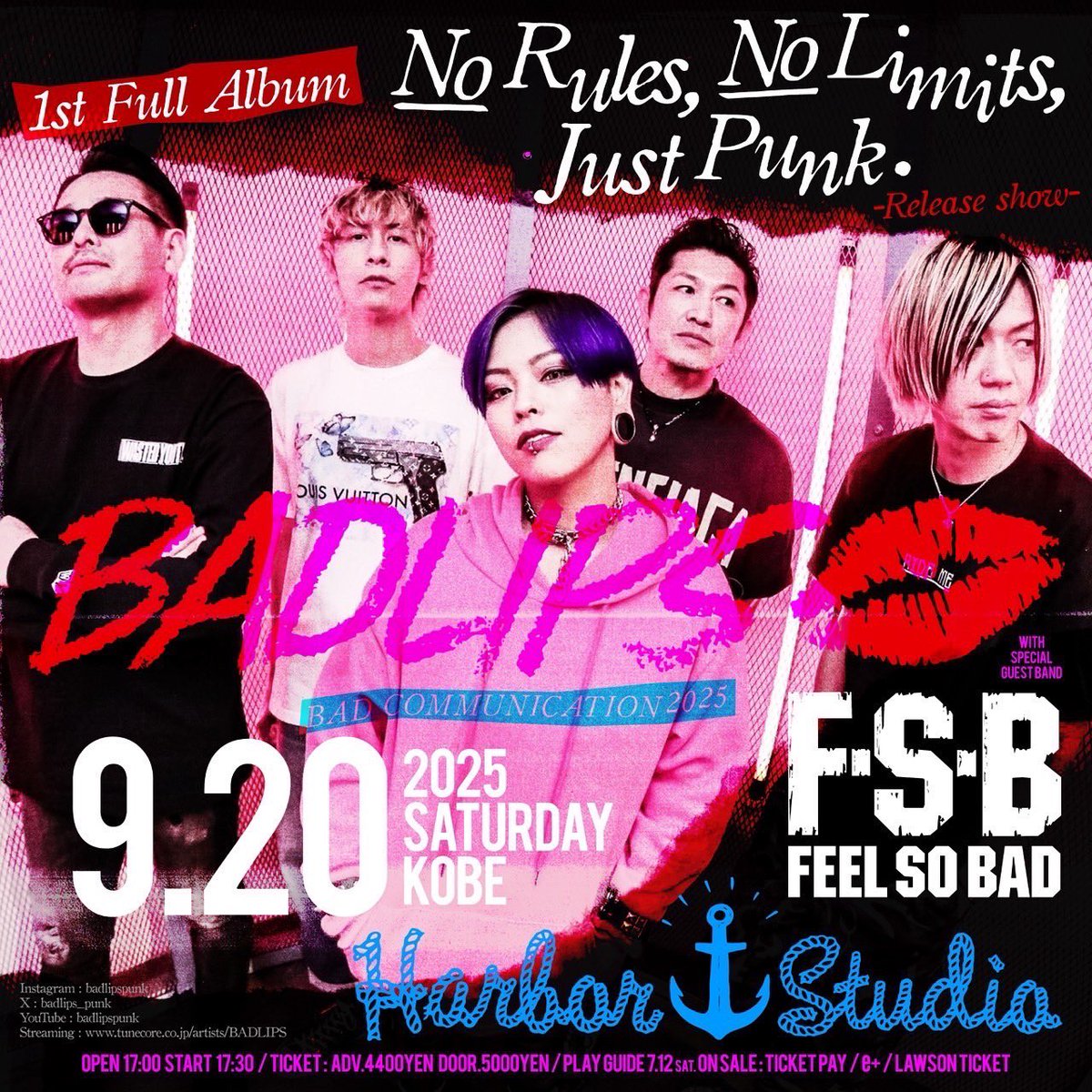 山口PON昌人 (@0811pon) on Twitter photo 最新情報公開!
FEEL SO BAD神戸ライブ決定‼︎
初の親子対決ライブ⁈
出演BADLIPS / FEEL SO BAD / and more.
2025年 9 月 20 日 (土)
神戸 HarborStudio
17:00/17:30
問い合わせ 神戸 HarborStudio
会場HP harbor-studio.net
Email info@harbor-studio.net 最新情報公開!
FEEL SO BAD神戸ライブ決定‼︎
初の親子対決ライブ⁈
出演BADLIPS / FEEL SO BAD / and more.
2025年 9 月 20 日 (土)
神戸 HarborStudio
17:00/17:30
問い合わせ 神戸 HarborStudio
会場HP harbor-studio.net
Email info@harbor-studio.net