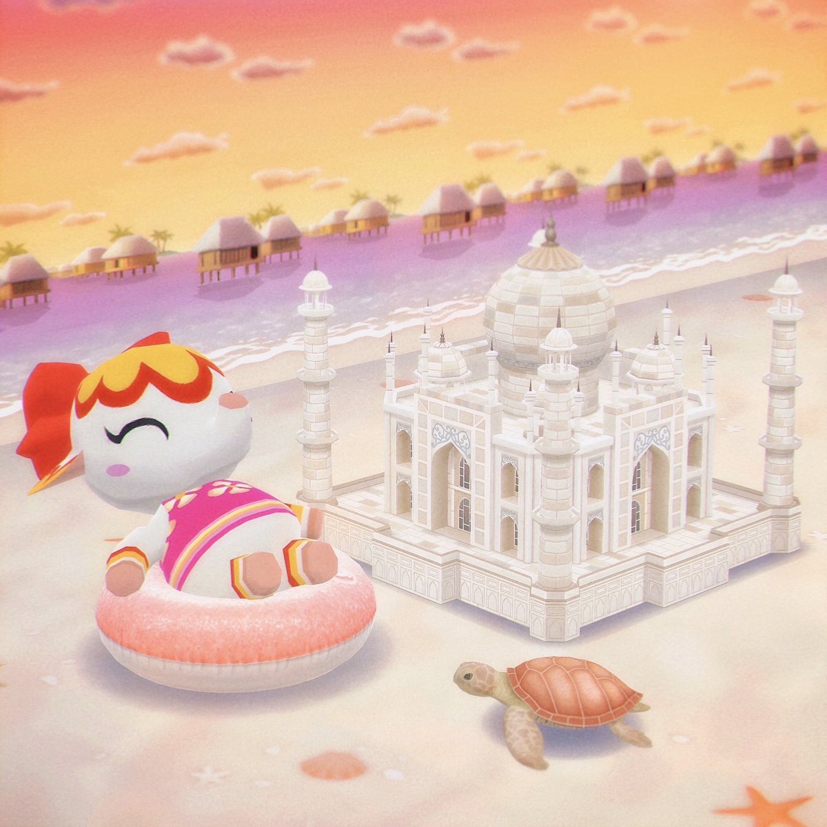 chitosecozy's tweet image. 砂のお城完成です　シャララ
#ポケ森
#ポケ森コンプリート
#ACPC