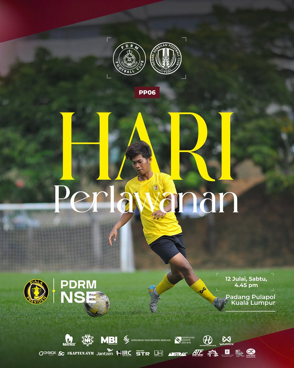 nsfc1923devt's tweet image. 🚨 HARI PERLAWANAN PIALA PRESIDEN 2025

Skuad kendalian Norhafiz Zamani akan menentang PDRM FC di Padang Pulapol Kuala Lumpur petang ini.  🟡⚫️🔴

*Tiada siaran langsung untuk perlawanan hari ini. 

#NSFC
#HobinJangHobin
#NSFCdevt
#PialaPresiden2025