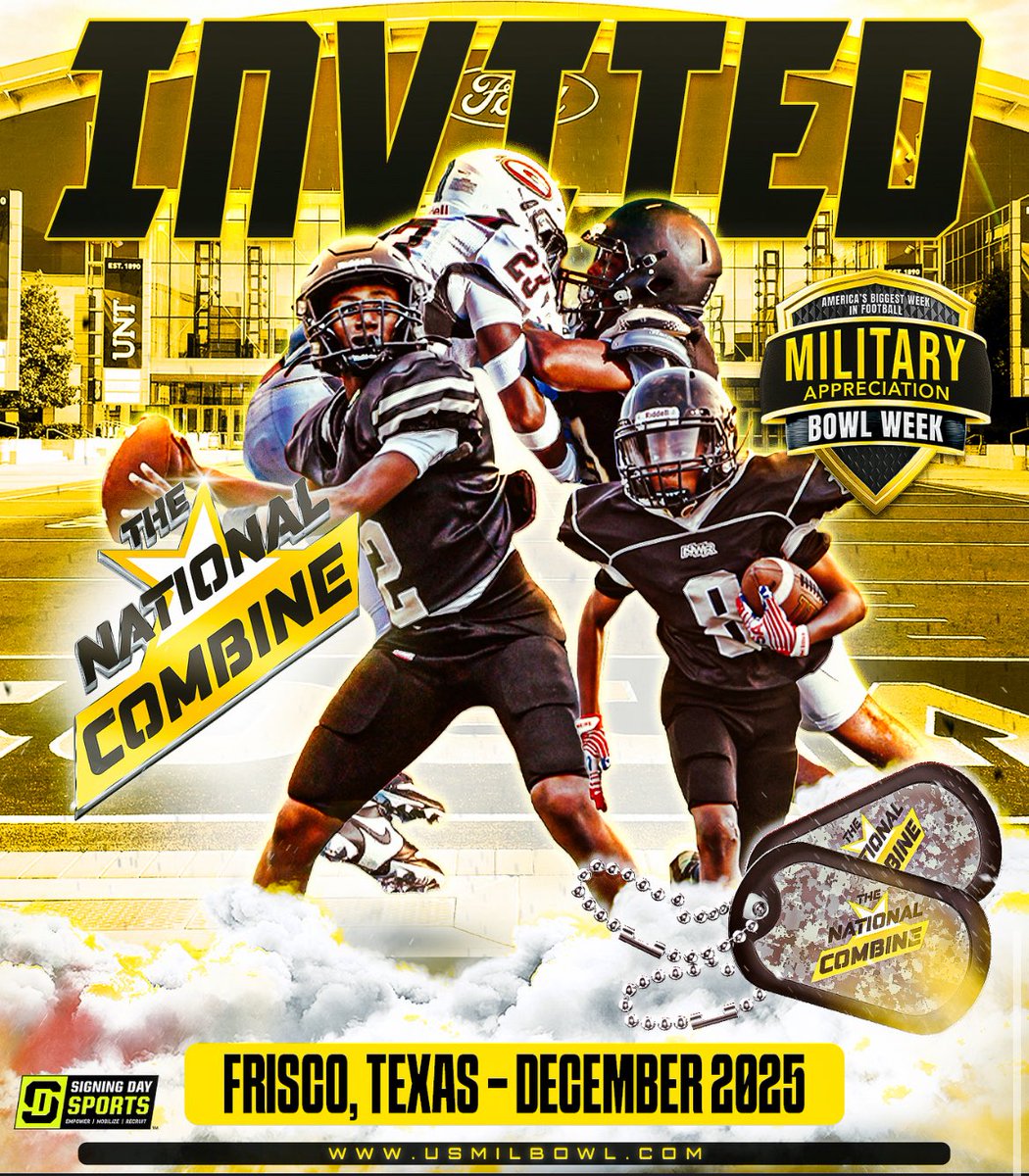 I have Received my official invite to #TheNationalCombine—thankyou <a href="/USArmyBowl/">Military Appreciation Bowl Week</a> and <a href="/GregCooperUSA/">Natl Recruiting Dir | Military Appreciation Bowl</a> 
<a href="/CoachTrousdale/">Coach Jason Trousdale</a> <a href="/NorthernFB/">Northern Knights</a>