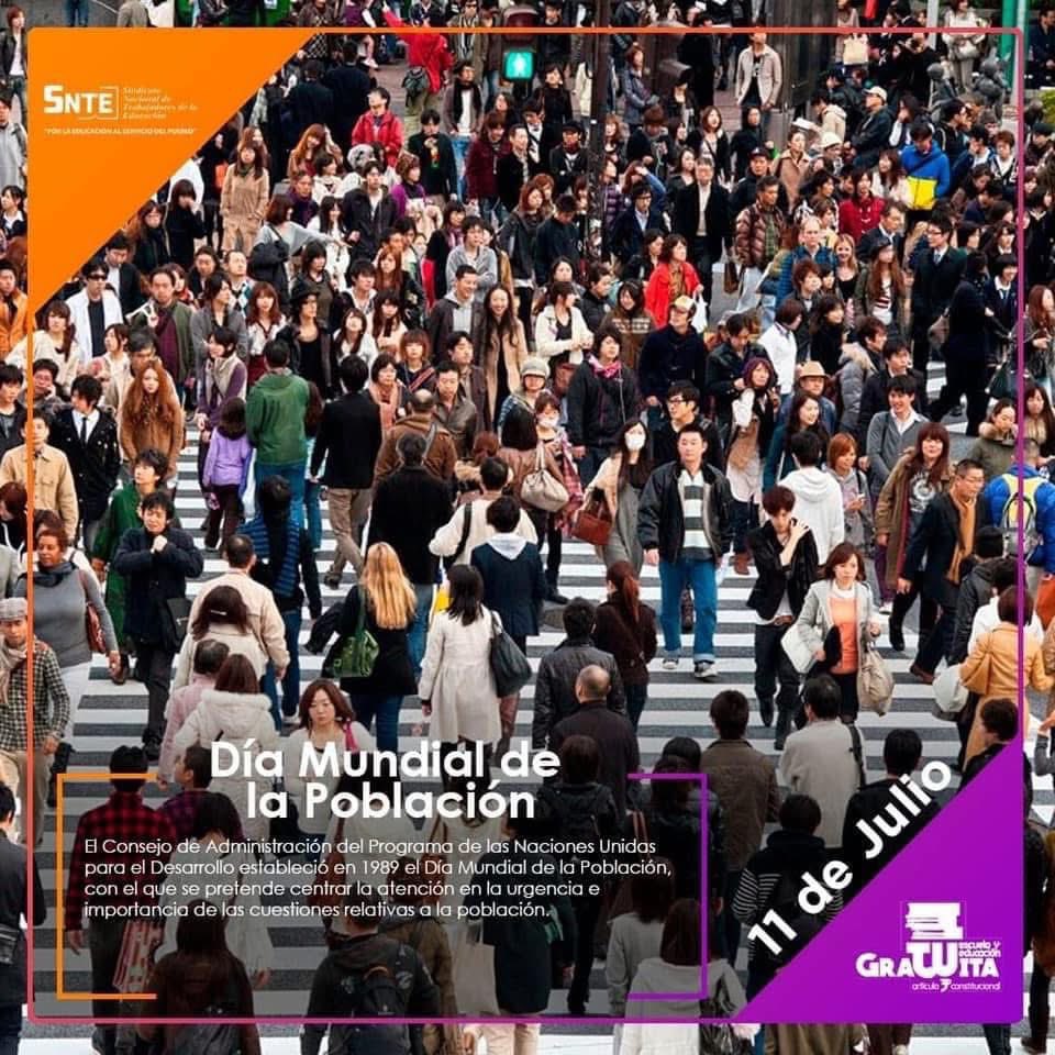 #Enterate
#11deJulio
#SabiasQue
Hoy es el “Día Mundial de la Población”

<a href="/SnteNacional/">SNTE Nacional</a> 
<a href="/SEP_mx/">SEP México</a> 
<a href="/INEGI_INFORMA/">INEGI INFORMA</a> 
#DíaMundialdelaPoblación
#UnoSomosTodos y #TodosSomosUno