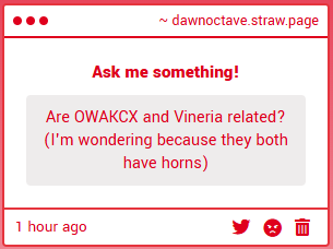 DawnOctave's tweet image. Yes, in my AU, they are indeed related.
They are siblings, both being goat-like creatures, I guess? I gave it a few thoughts as I made their designs, concerning that they are both shades of green. And, I thought that they worked better as siblings than a couple, in my opinion.