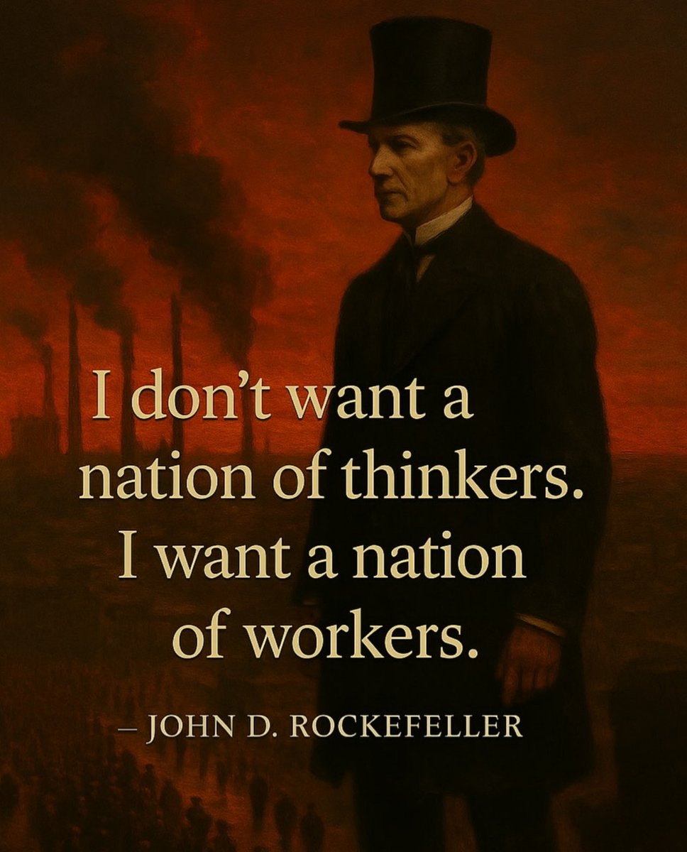 SolarMethanol's tweet photo. @LBleuBlancRouge #Capitalisme de merde! #EndOfCapitalism #Capitalism!
I don't want a nation of #thinkers. I want a #nation of #workers! #JohnROCKEFELLER.
Je n'ai pas #besoin d'#intellectuels, mais de #travailleurs! #ROCKEFELLER.
#FrancMaçonnerieNazie #SecteMalthusienne #FrancMaçonnerie #sMethanol https://t.co/ULcl68UQS9