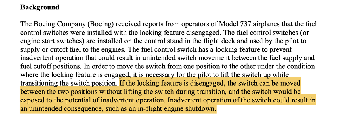 dracula_empathy's tweet photo. Ahemdabad Plane Crash investigation report is open ended.
- Clearly mentioned that Fuel switches went from "Run To Cutoff " after a gap of 1 sec each.
- Boeing states that fuel switch has a locking mechanism.

Questions ��️ 
Who disengaged the locking mechanism? If pilot then it's a pilot error (But pilot categorically denies in Flight recorder data )
If the fuel switch locking mechanism failed then it's a technical error. Boeing should be held accountable.

But Boeing is too big to be held accountable.
Easiest way is dead pilots.