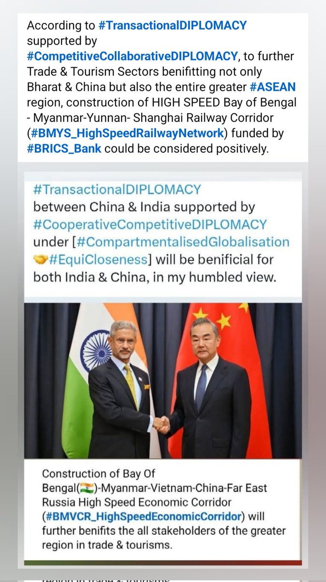 MridulB76822205's tweet photo. @ShamikaRavi "Bharat &amp; China."
#Diplomacy101
#TransactionalDIPLOMACY
#CompetitiveCollaborativeDIPLOMACY
[#CompartmentalisedGlobalisation 🤝 #EquiCloseness] 

@DrSJaishankar @sanjeevsanyal @dravirmani @NITIAayog https://t.co/aAlnovI8gt