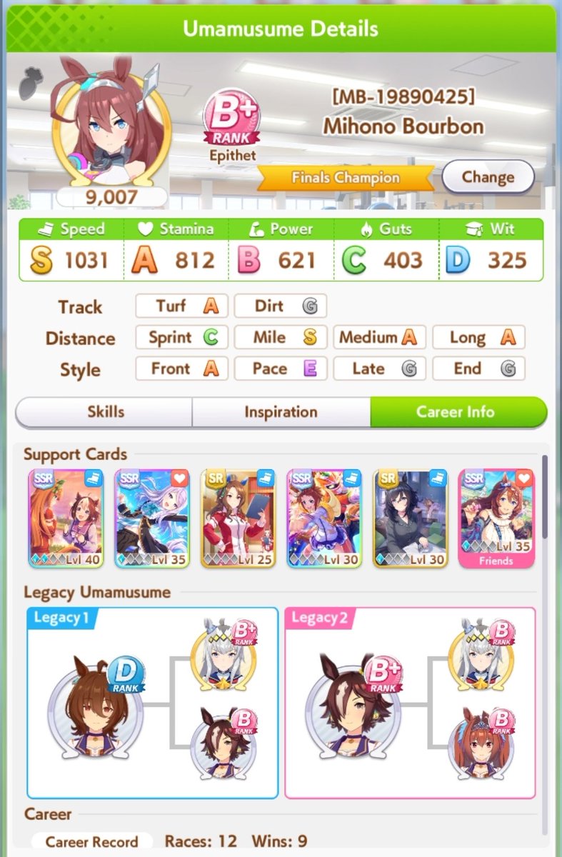 My breadwinner in PvP and dailies. I think I have a new-found love for Mihono Bourbon especially since she voiced by Arcueid's VA.