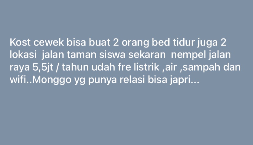 _____xtrand's tweet photo. Ready kos putri unnes (di jalan raya sekaran-deket ajm unnes/sebrang bomah resto)  5.5/thn bed tidur 2 orang bisa pc saya ya 0882-0068-46418 free smsua listrik air wifi soalnya yg punya ibu saya https://t.co/1Qvey9aFC8