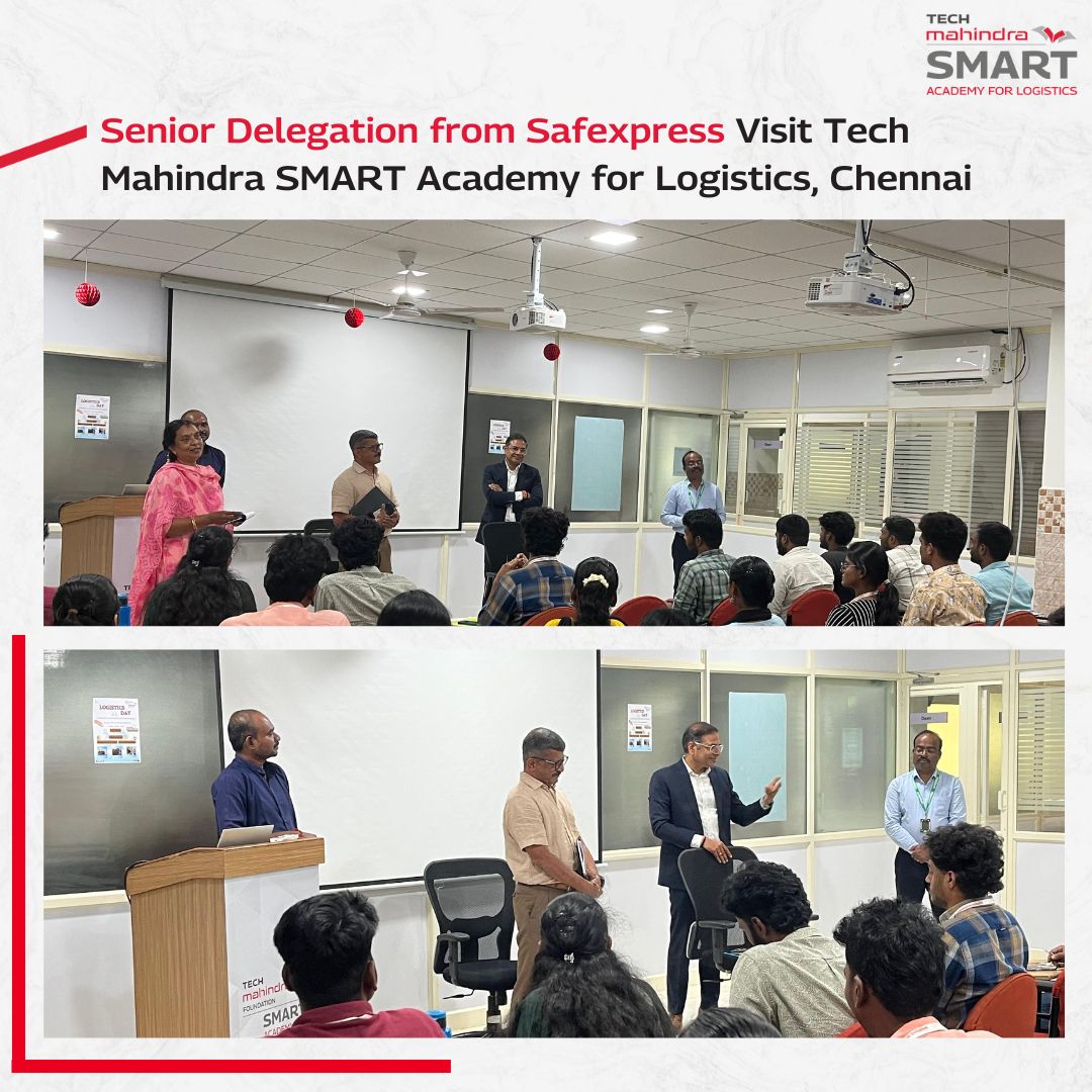 techmahindracsr's tweet image. Tech Mahindra SMART Academy for Logistics, Chennai had the honour of hosting a senior delegation from Safexpress Private Limited (@Safexpress), which included, Mr. Vijay Vashisht - Vice President of Business & Marketing Strategy; Mr. N. Damodaran Kishore - Vice President, Tamil…
