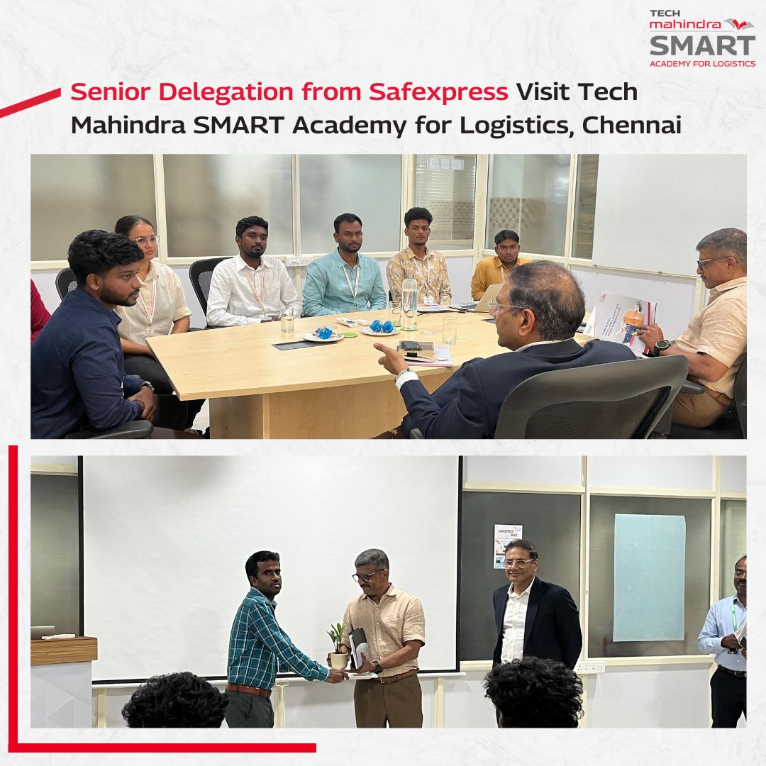techmahindracsr's tweet image. Tech Mahindra SMART Academy for Logistics, Chennai had the honour of hosting a senior delegation from Safexpress Private Limited (@Safexpress), which included, Mr. Vijay Vashisht - Vice President of Business & Marketing Strategy; Mr. N. Damodaran Kishore - Vice President, Tamil…