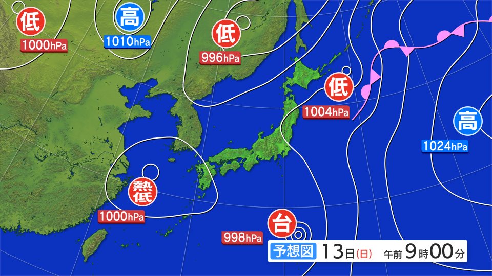 【2025/7/12-13:55 tbc気象台】あす（日）の宮城県内は、朝晩は湿った空気の影響で雲が多いですが、日中は高気圧に覆われて晴れ間が広がるでしょう。最低気温はけさと同じくらいで平年並み。一方、最高気温は高い所で30度くらいまで上がり、暑さが復活。熱中症に十分注意を。