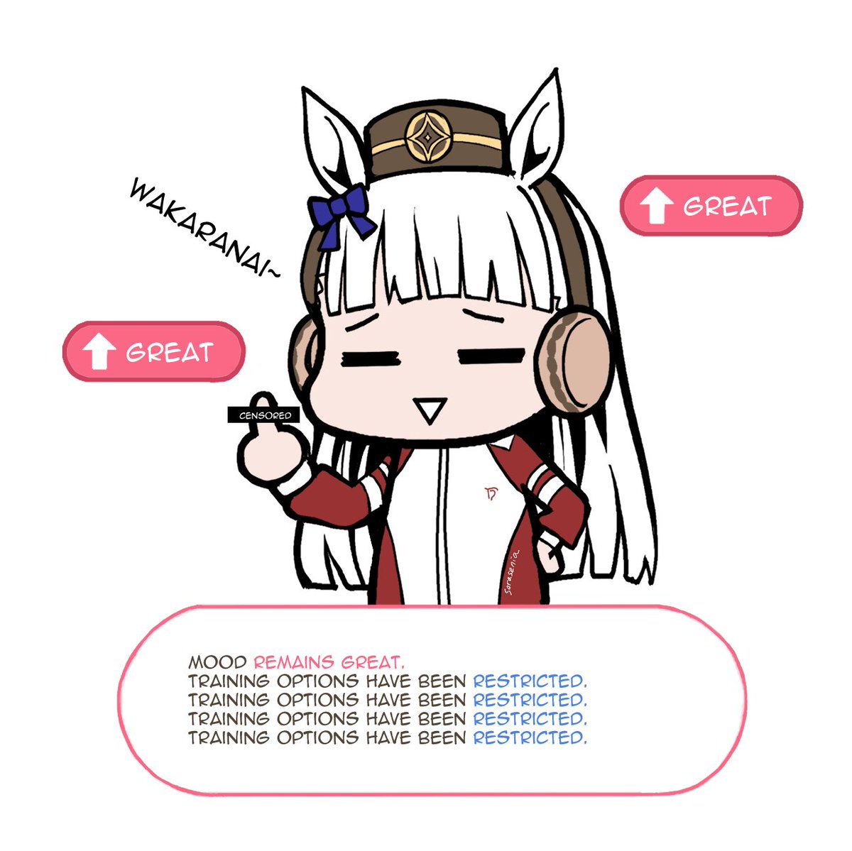 Sarasenia92's tweet image. Goldship in a nutshell 😑
(Please don't search this horse's life as a breeding stallion, it's so.....jaw dropping 🤣)
#umamusume